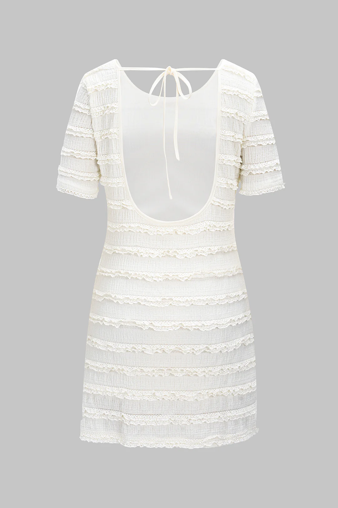 Backless Ruffle Short Sleeve Mini Dress