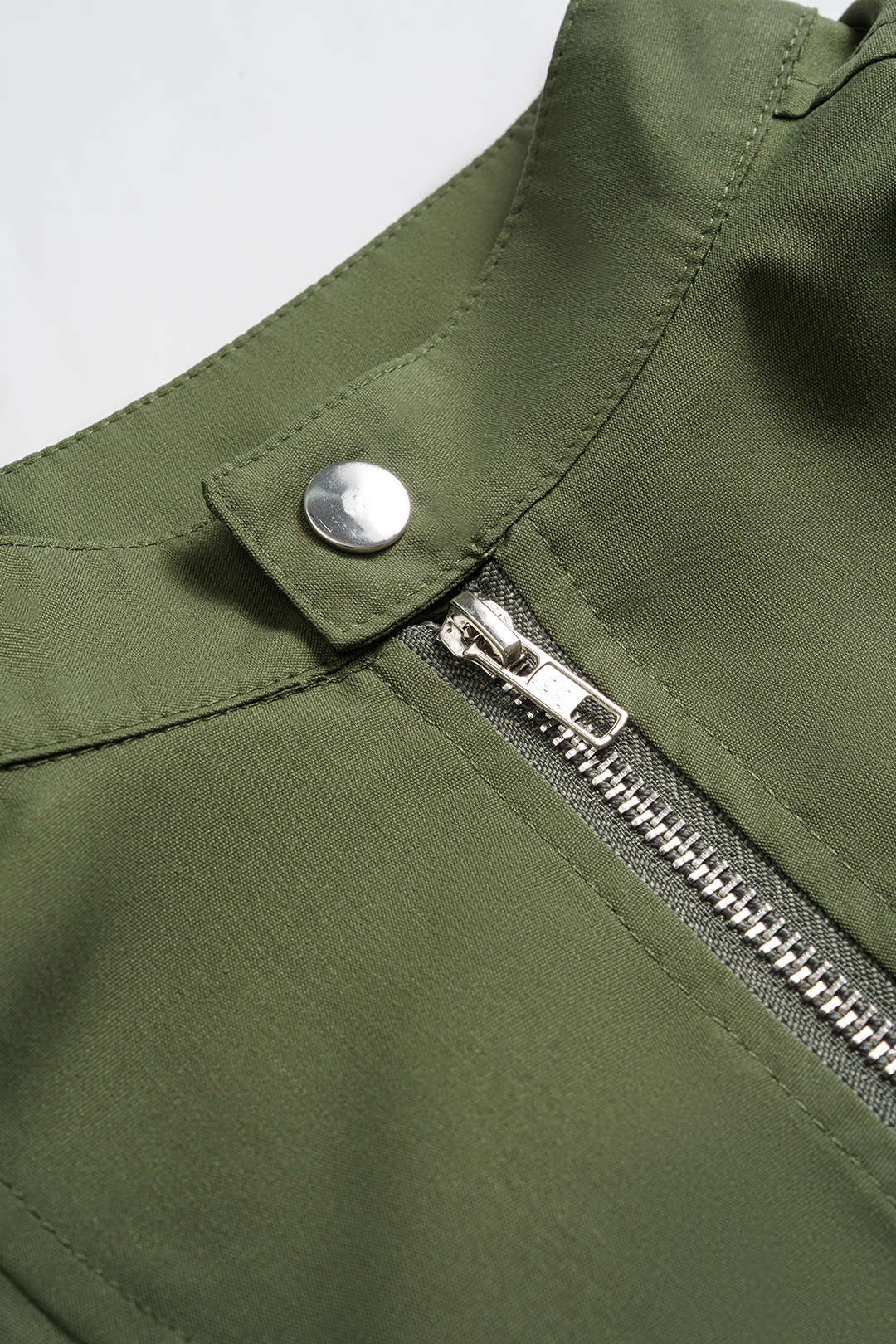 Zipper Long Sleeve Top and High Waist Skirt Combination