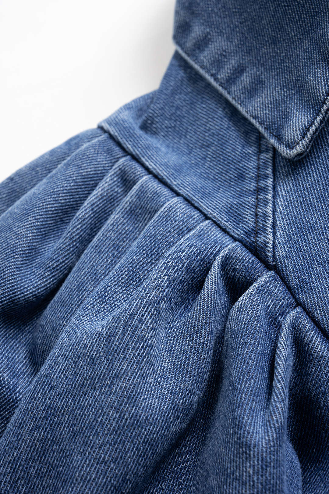 Denim Puffy Long Sleeve Shirt