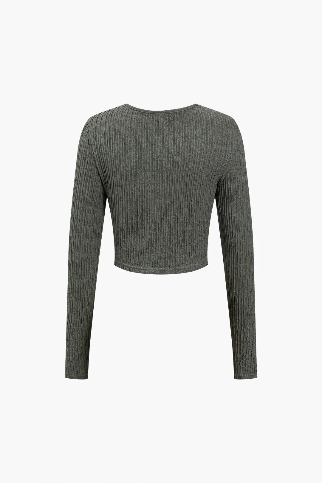 Solid Long-Sleeve Top And Drawstring Skirt Set