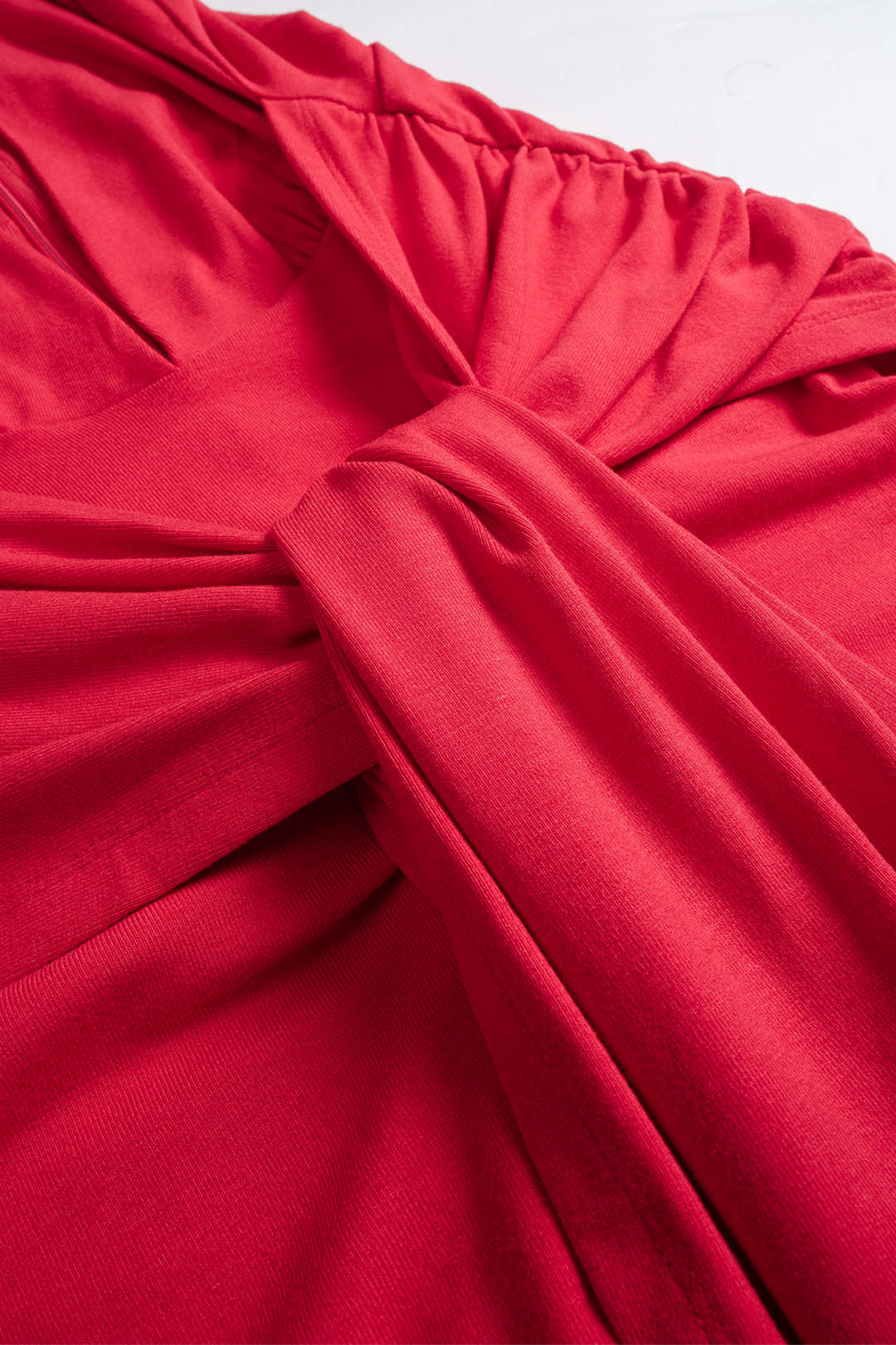 V-Neck Tie-Front Ruched Sleeveless Mini Dress