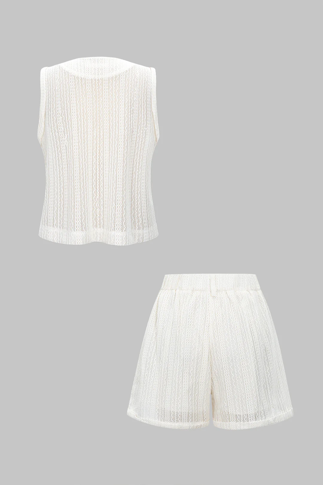 Button Cut-Out Vest and Wide-Leg Shorts Ensemble