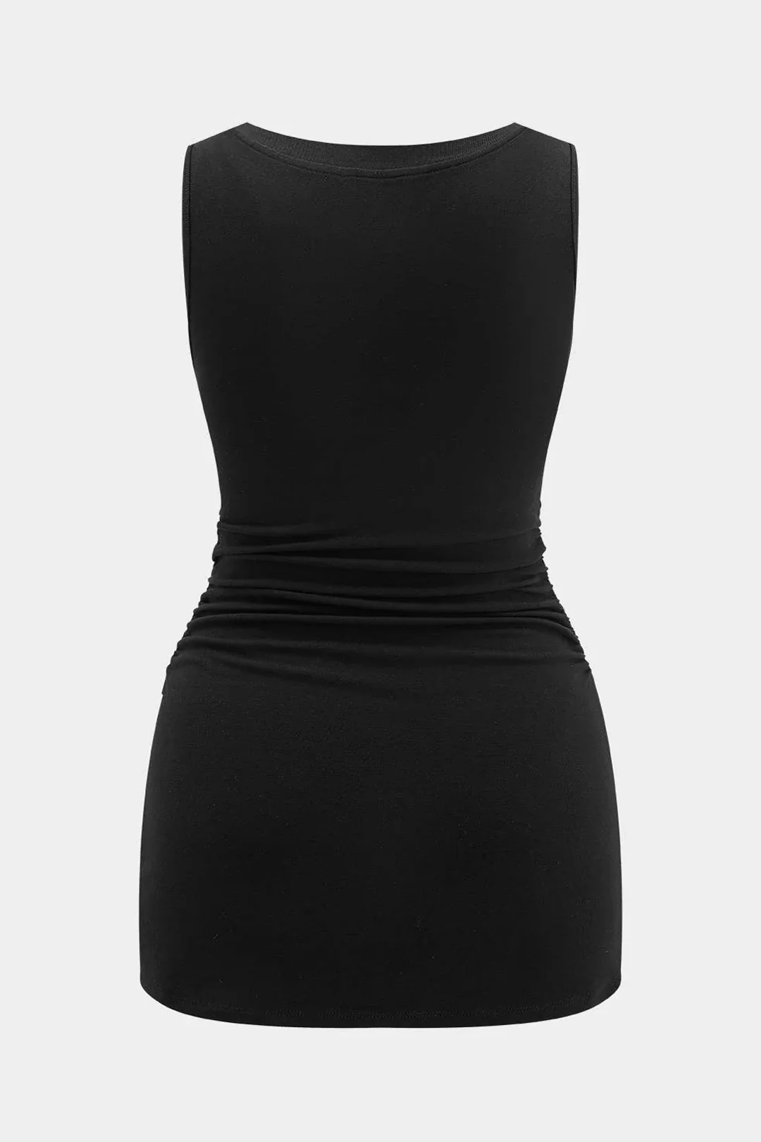 Plus Size Letter Print Ruched Sleeveless Mini Dress