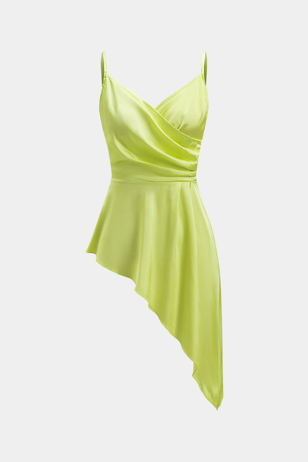 Satin Ruched Slip Mini Dress and Paisley Print Wide Leg Trousers Ensemble