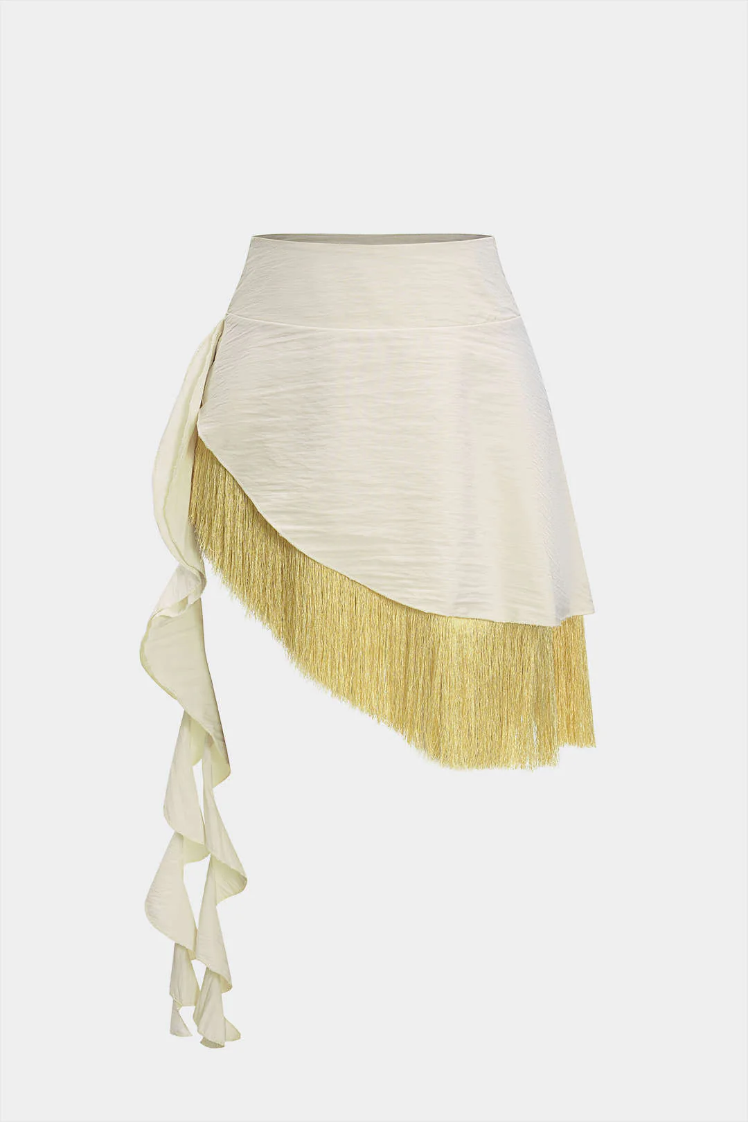 Beaded Halter Neck Tank Top and Fringe Trim Skirt Ensemble