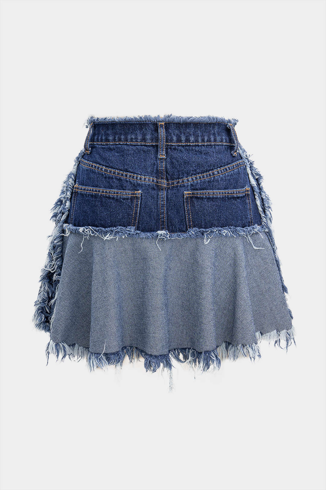 Denim Ripped Frayed Skirt