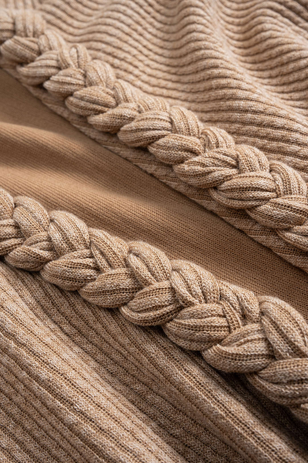 V Neck Braided Strappy Long Sleeve Upper Garment