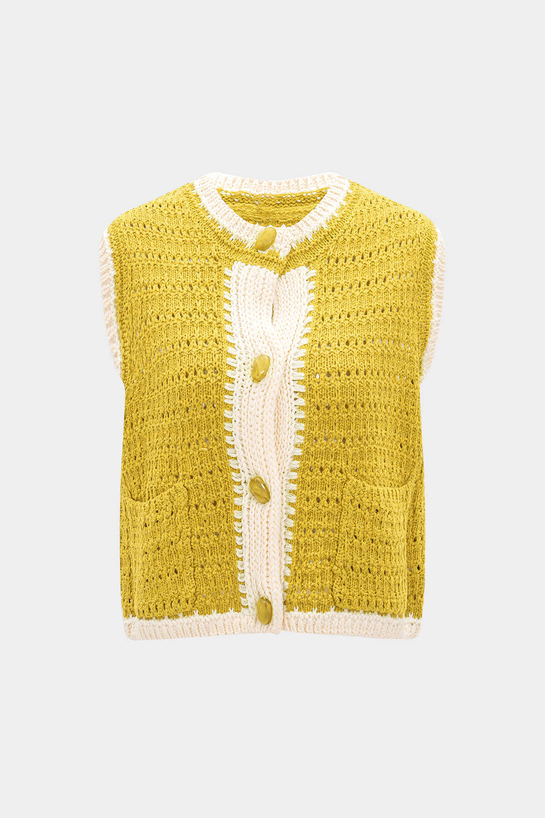 Knit Button Hollow-Out Vest