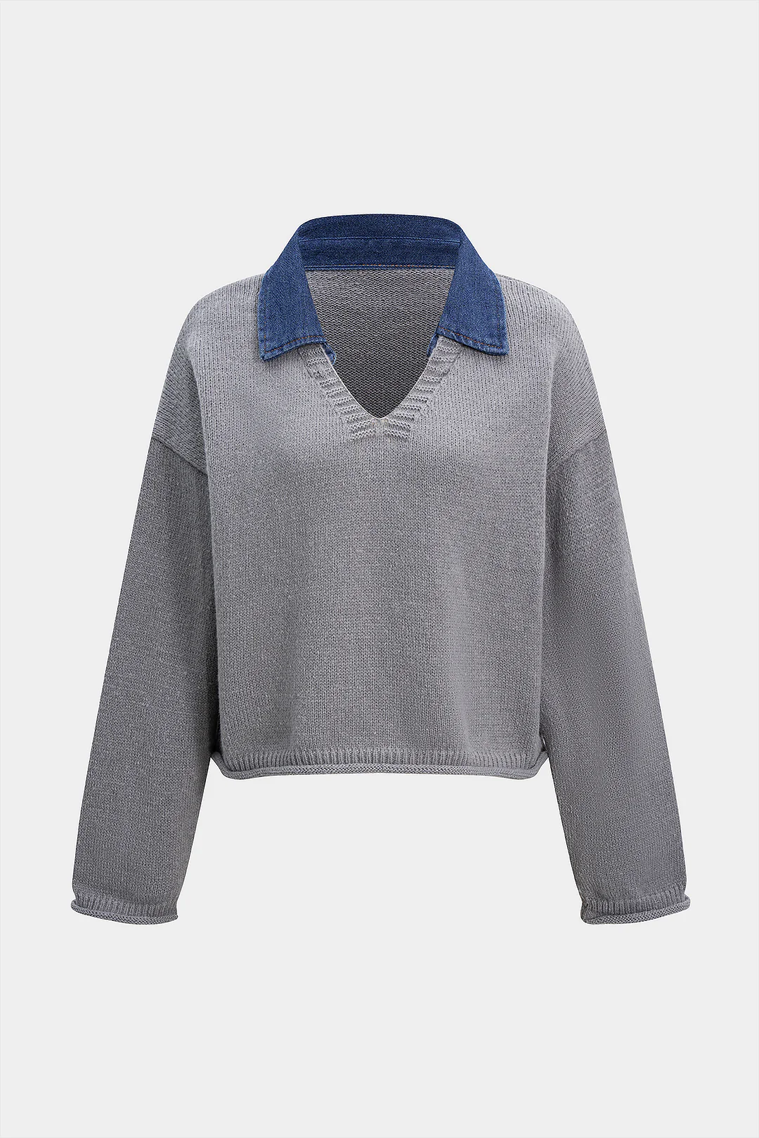 Knit Patchwork Long-Sleeve Top