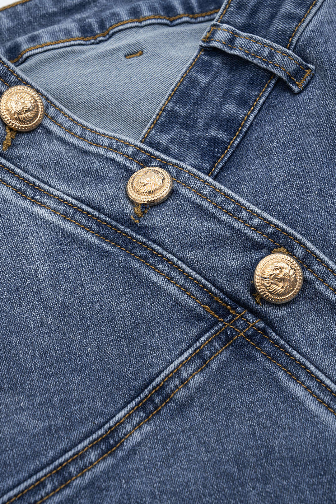 Asymmetrical Button Denim Skirt