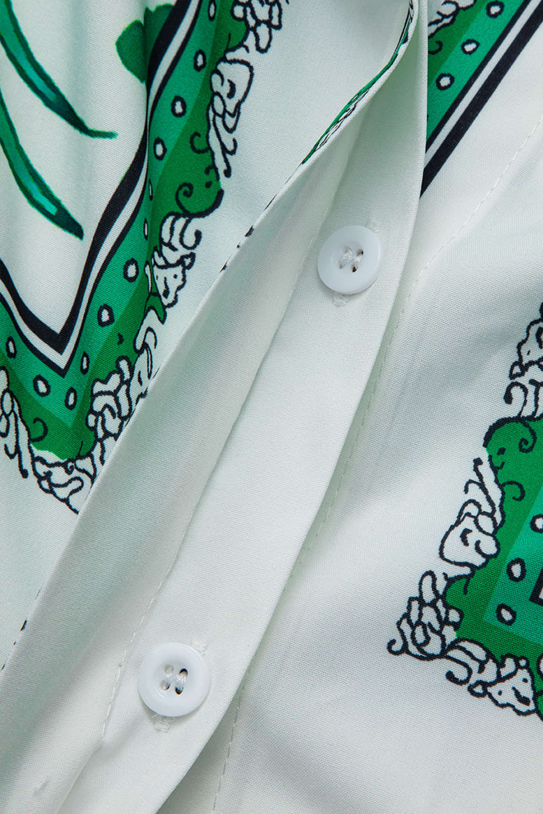 Tropical Branches Floral Print Satin Long-Sleeve Top And Shirred Waistband Trousers Set