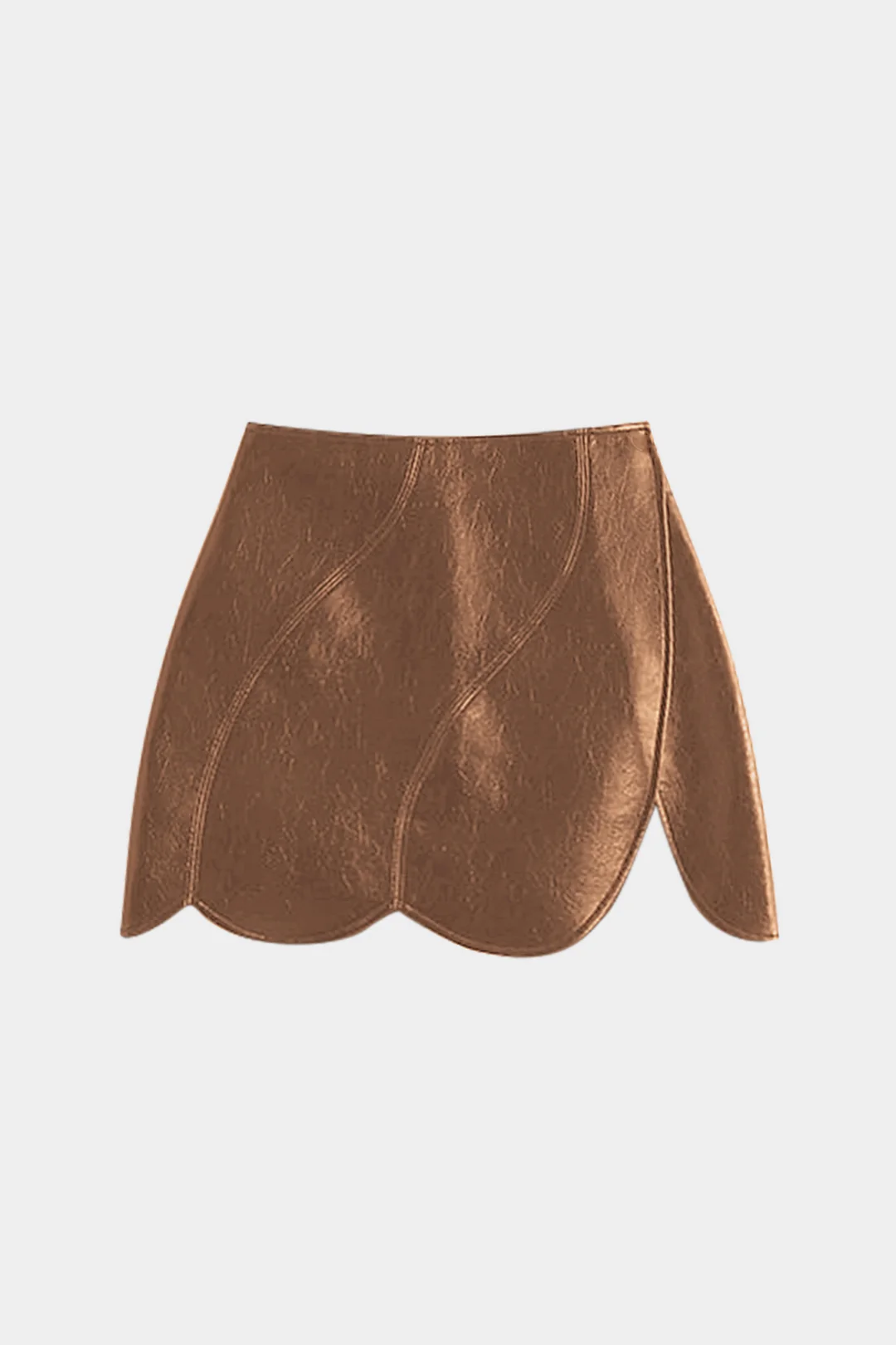 Artificial Leather Asymmetrical Mini Skirt