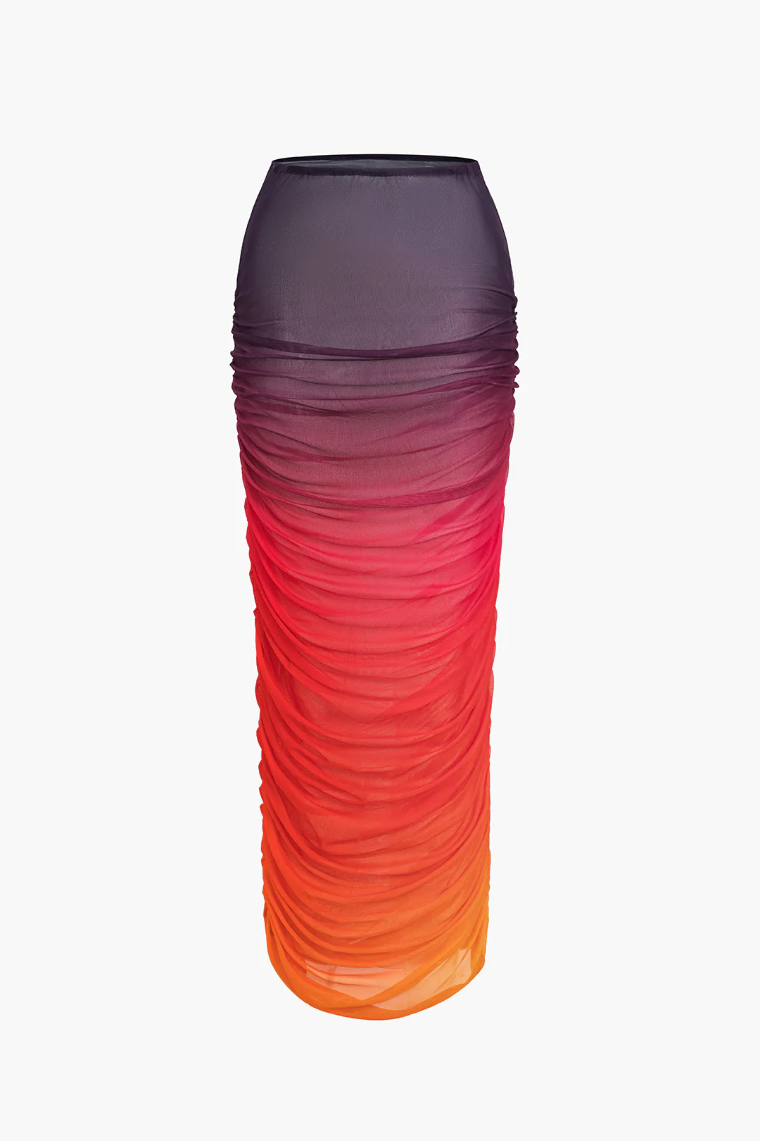 Ombre Print Ruched Long Skirt