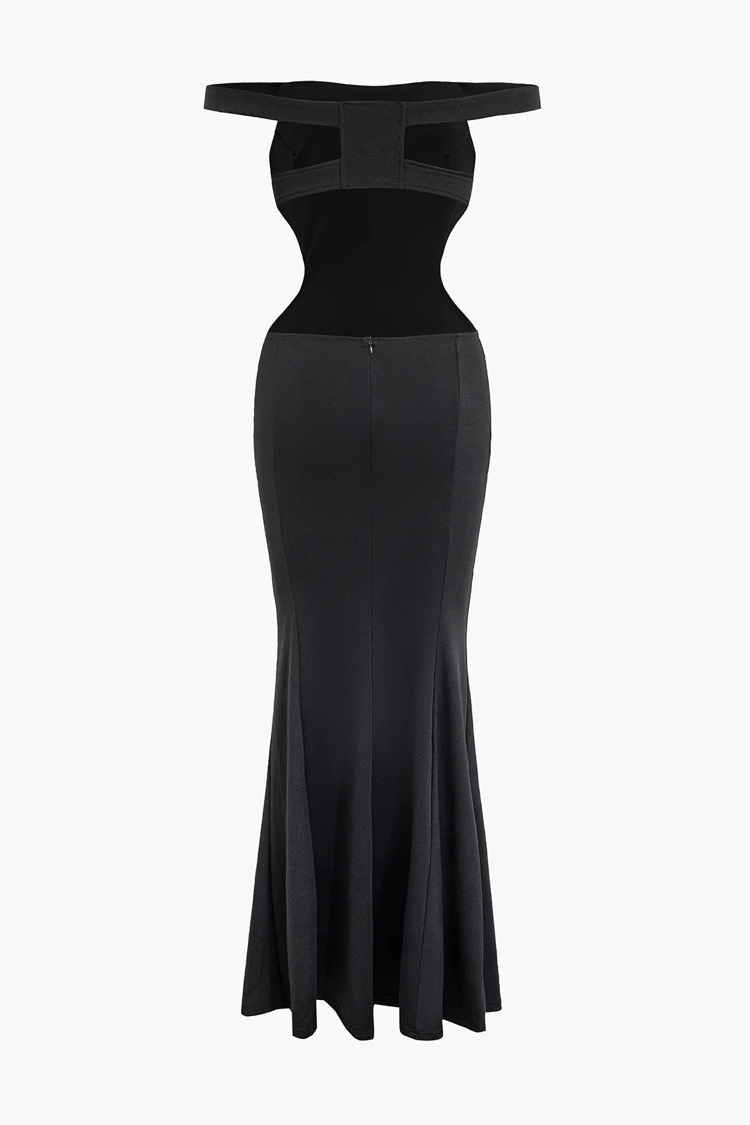 Off Shoulder Zipper Backless Sleeveless Maxi Dress