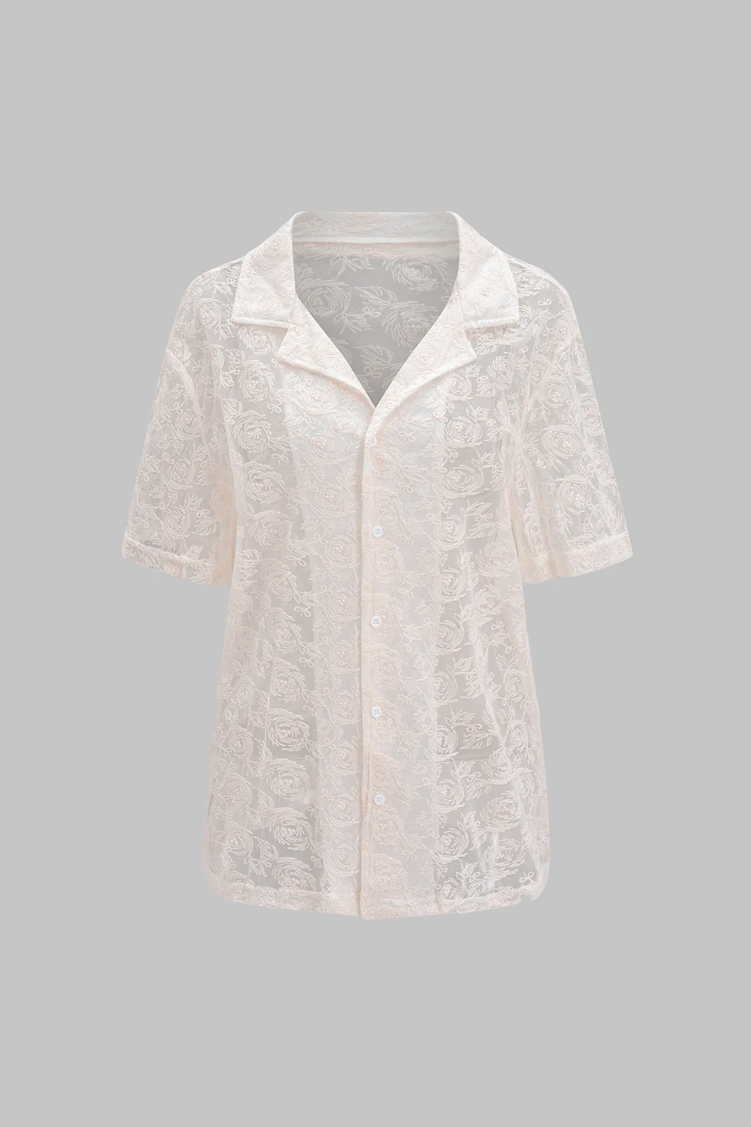 Cut-Out Sheer Lace Short-Sleeve Top