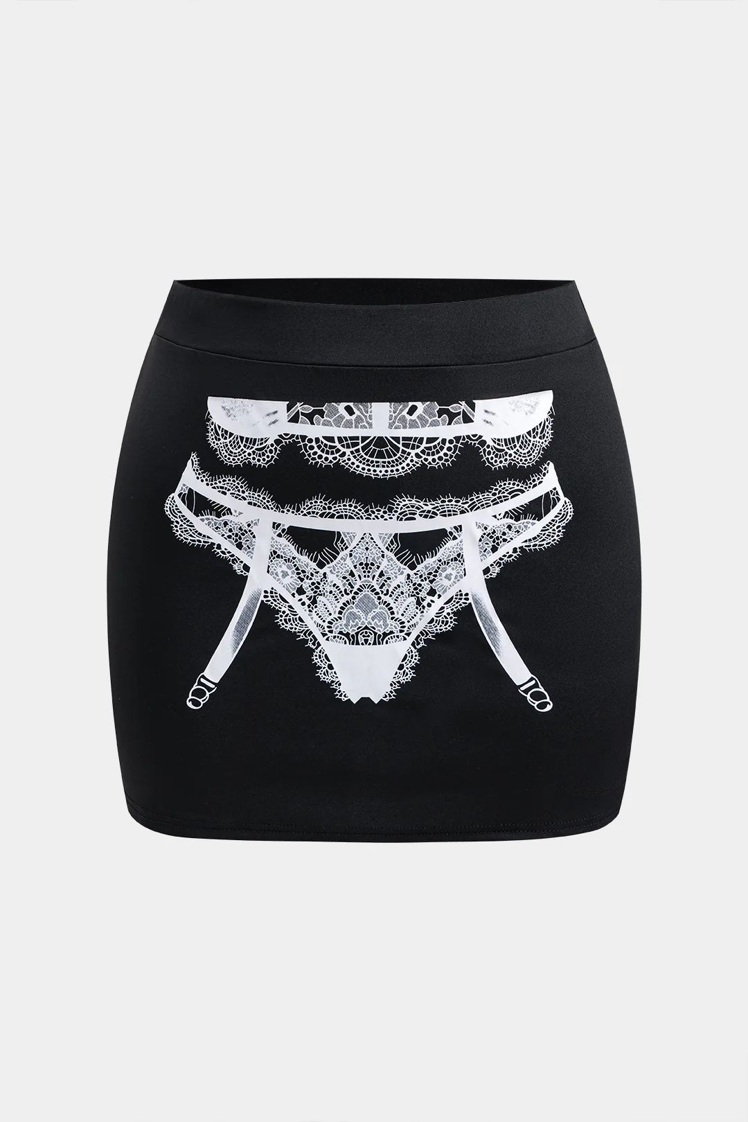 Plus Size Abstract Print Short Sleeve Top And Skirt Set