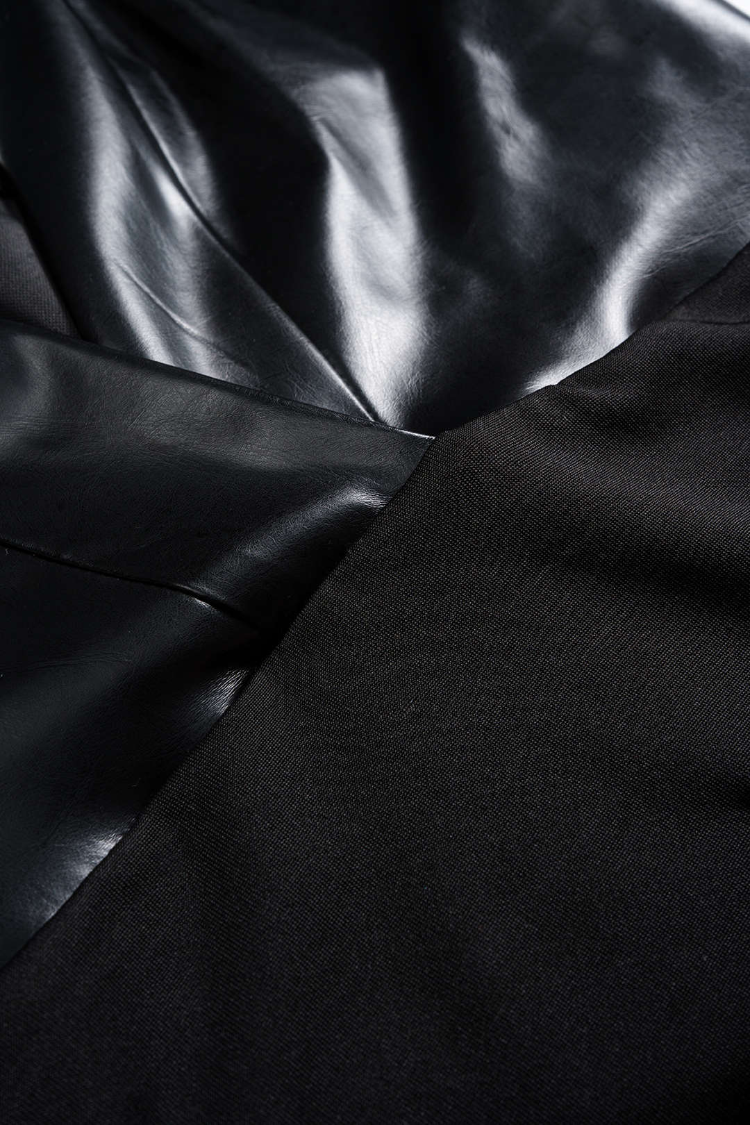 Faux Leather Chain Patchwork Sleeveless V-Neck Bodysuit