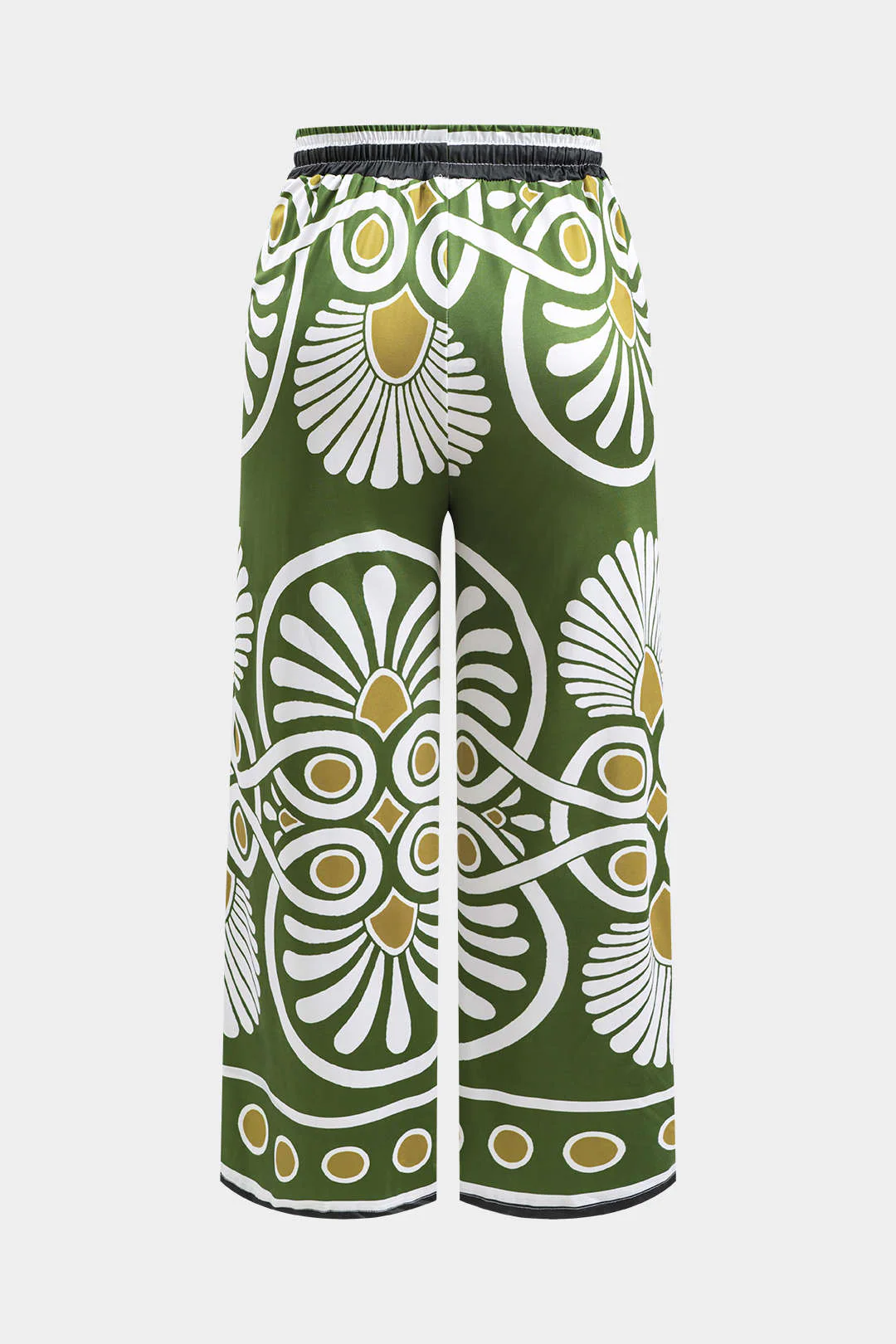 Abstract Pattern Drawstring Wide-Leg Trousers