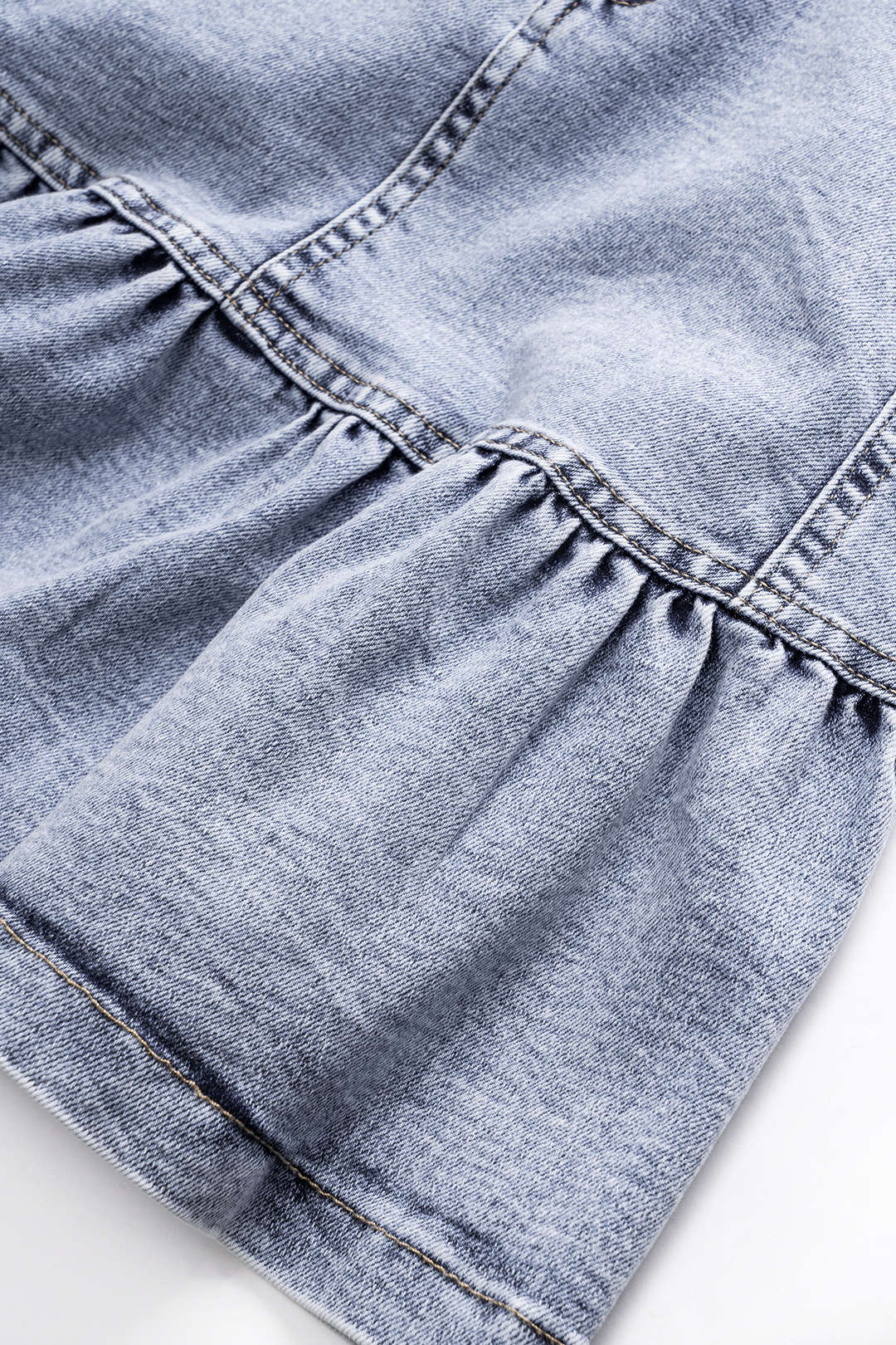 Denim Pleated Button-Pocket Slip Dress
