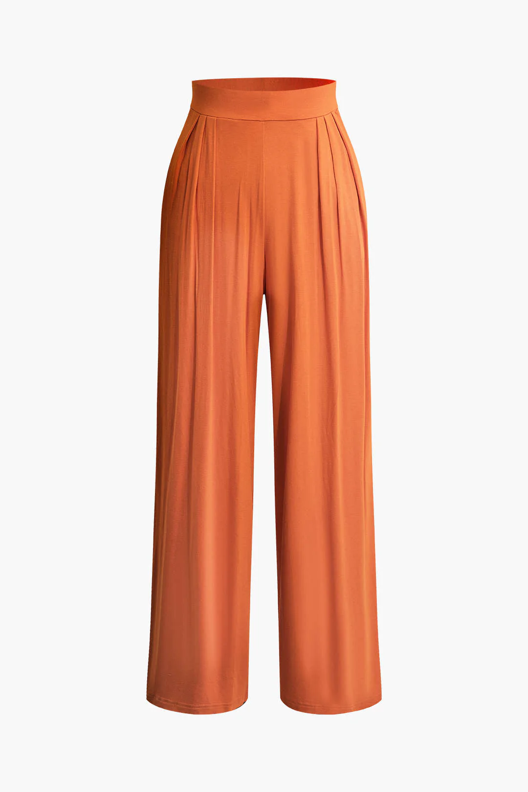 Tie Knot Front Ruched Tube Top and Pleated Wide-Leg Pants Set