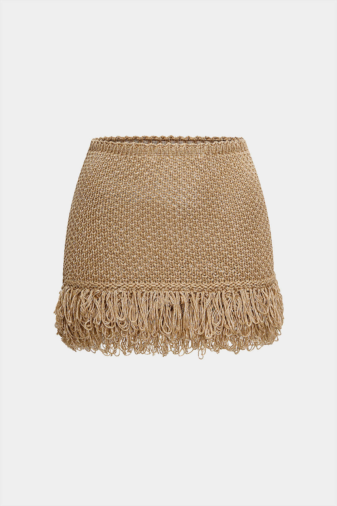 Fringe Low-Waist Sweater Skirt
