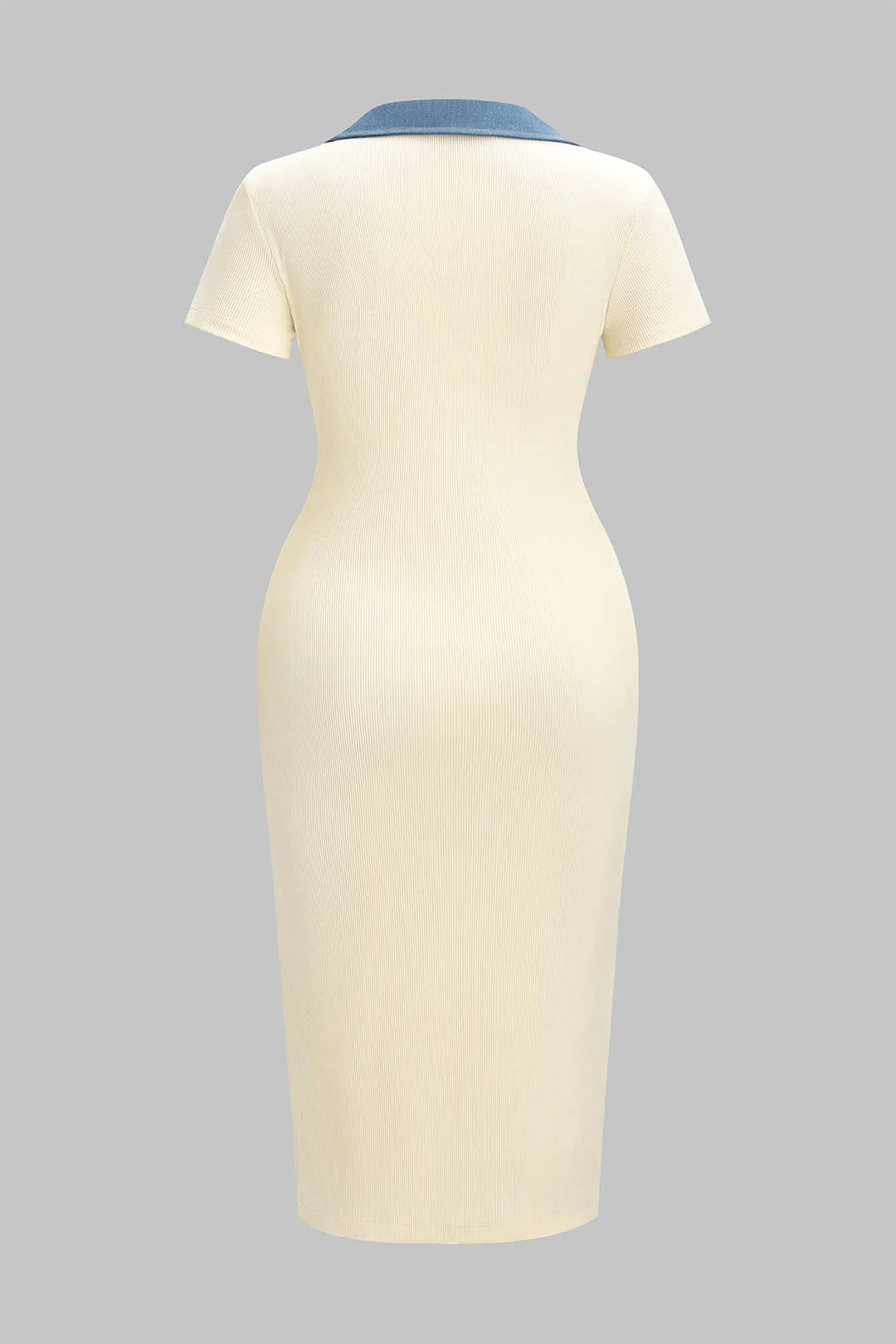 Plus Size Denim Patchwork Short Sleeve Midi Dress