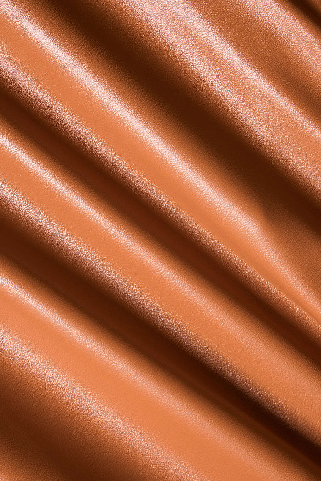 Faux Leather Ruched V-Neck Long-Sleeve Mini Dress