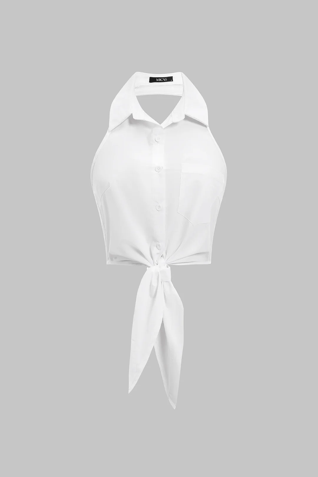 Halter Neck Button-Tie Front Backless Camisole Top