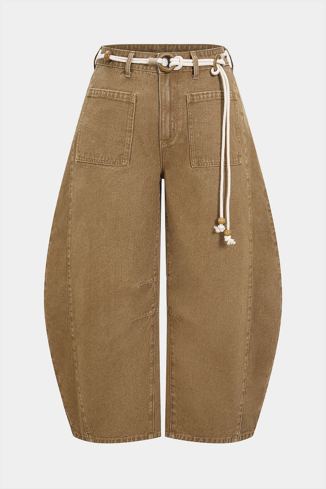 Plus Size Low Waist Beaded Belted Denim Jeans