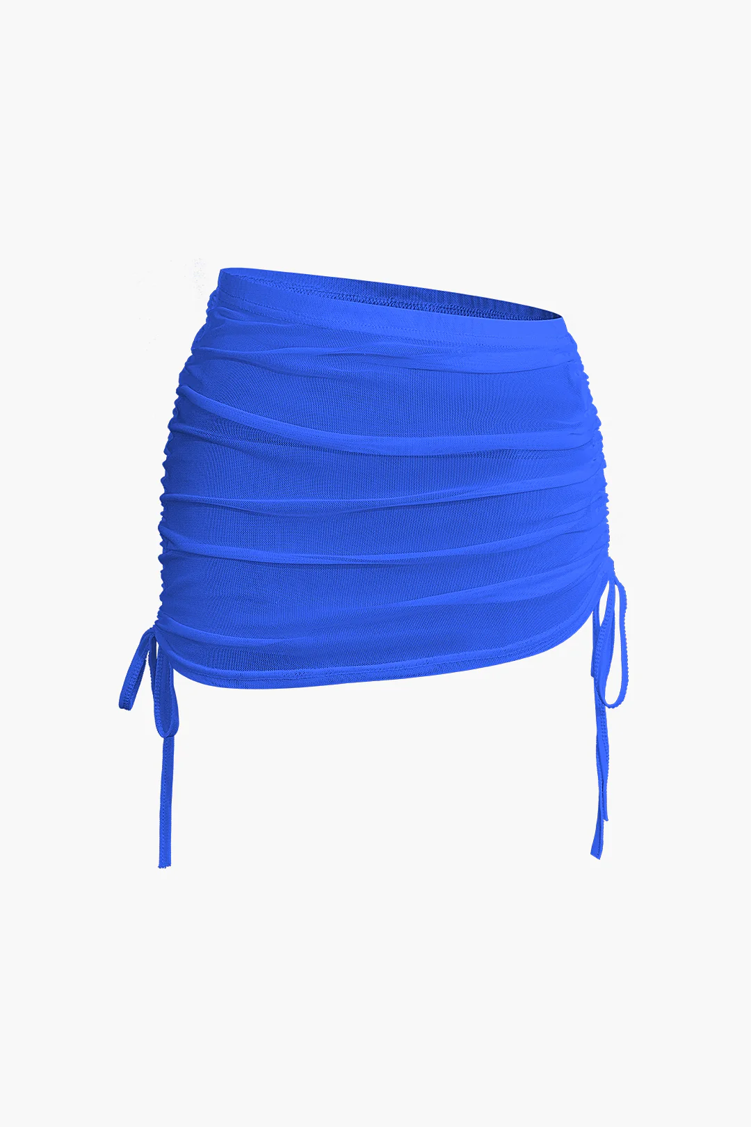 Cowl Neck Backless Tie Mesh Top and Asymmetrical Mini Skirt Outfit Set