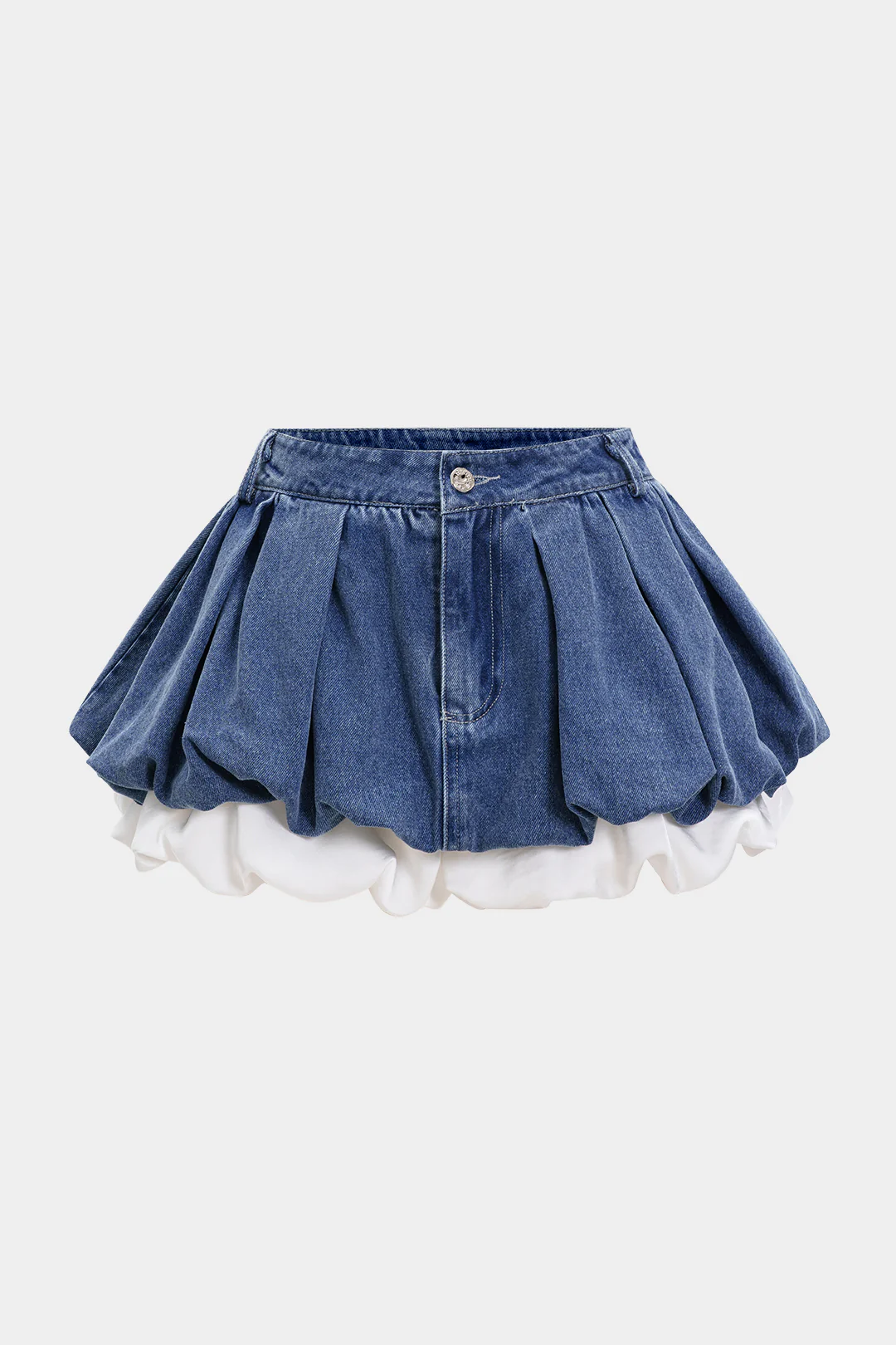 Denim Patchwork Belted Shorts