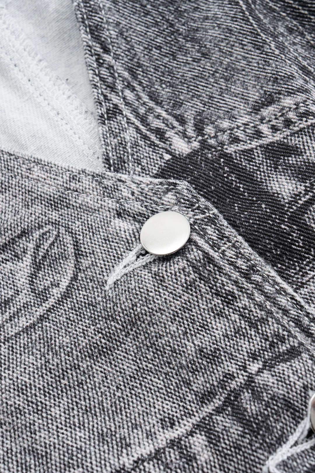 Denim V-Neck Fake Pockets Vest