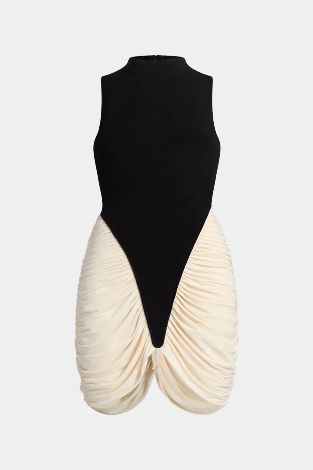 Plus Size Contrast Ruched Tank Sleeveless Dress