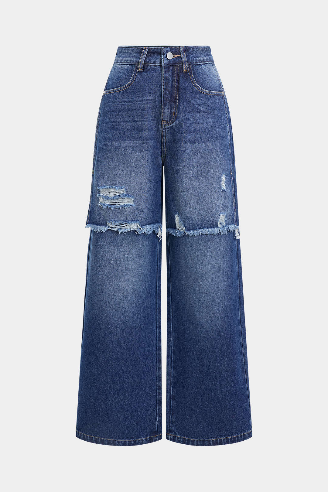 Patchwork Straight Leg Denim Jeans