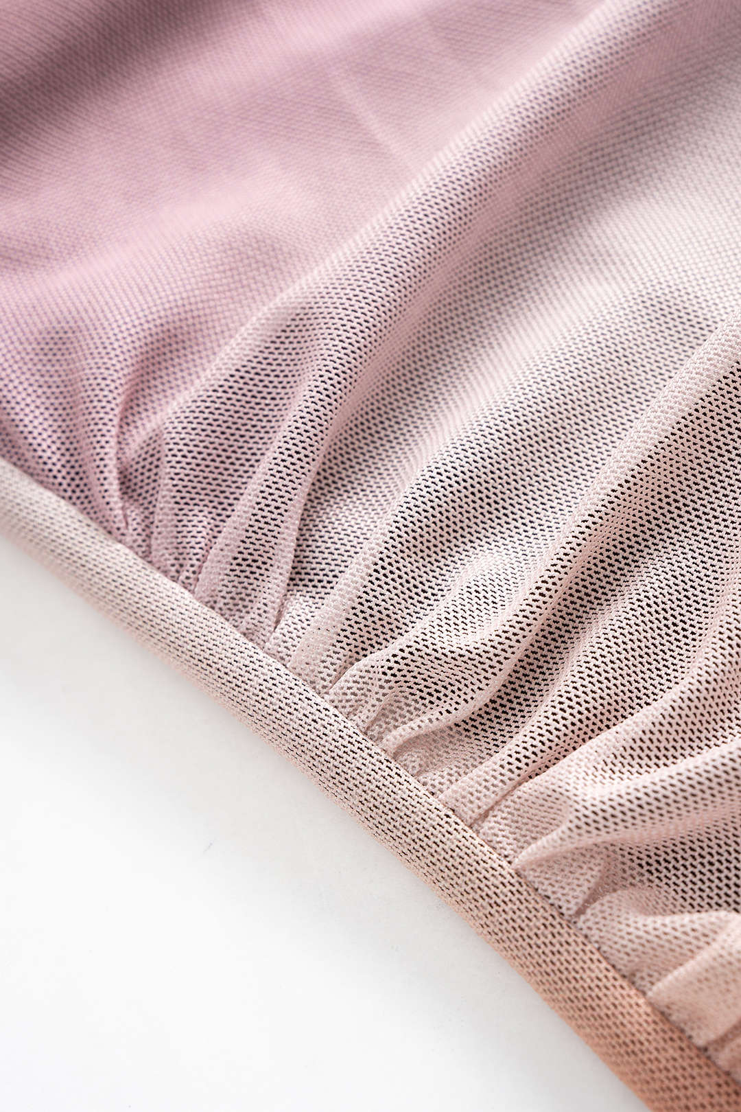 Ombre-Print Mesh Ruched Round-Neck Sleeveless Maxi Dress