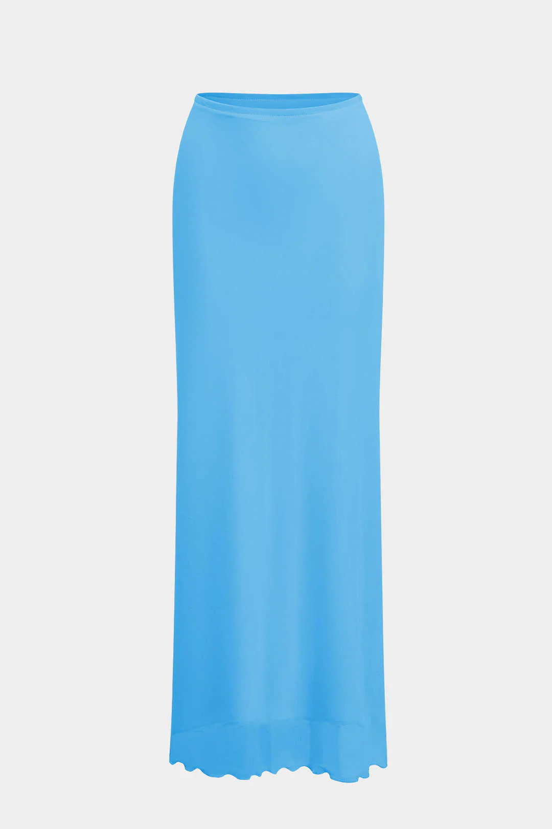 Ruched Sleeveless Double-Layered Mesh Split Strapless Top and Maxi Skirt Ensemble