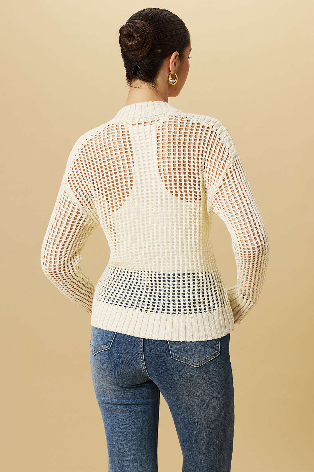 Knit Cut Out ZIpper Long-Sleeve Top