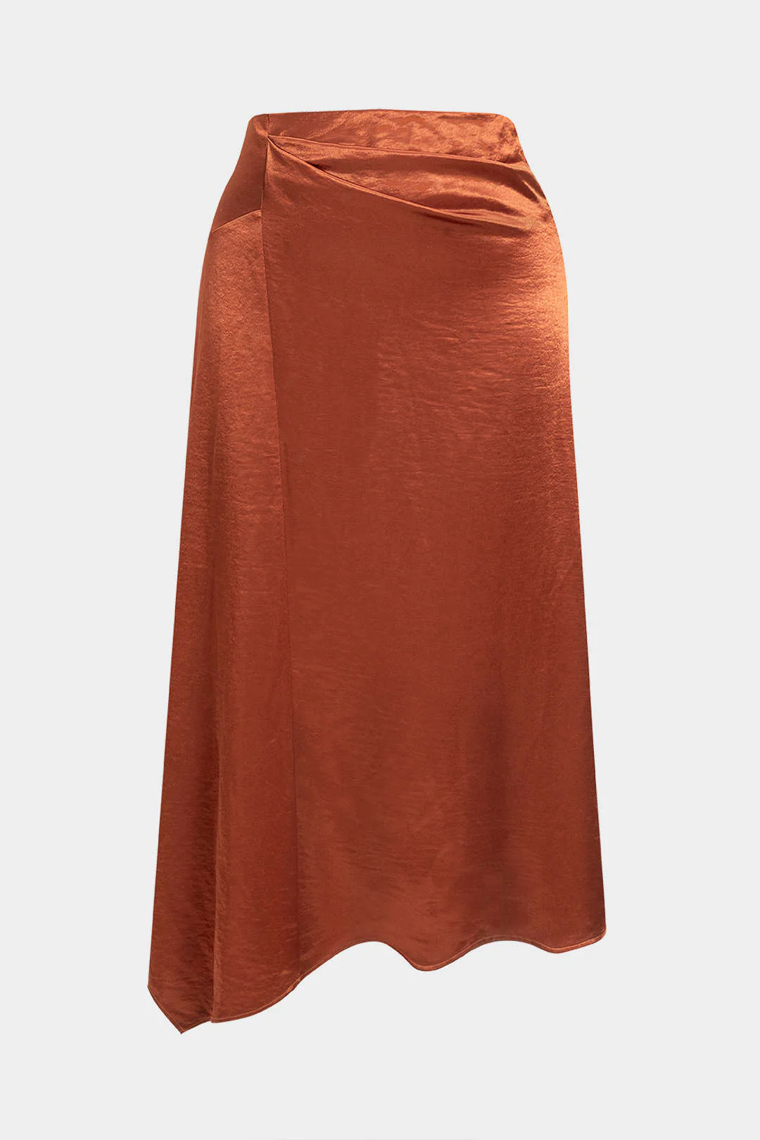 Plus Size Satin Asymmetric Skirt
