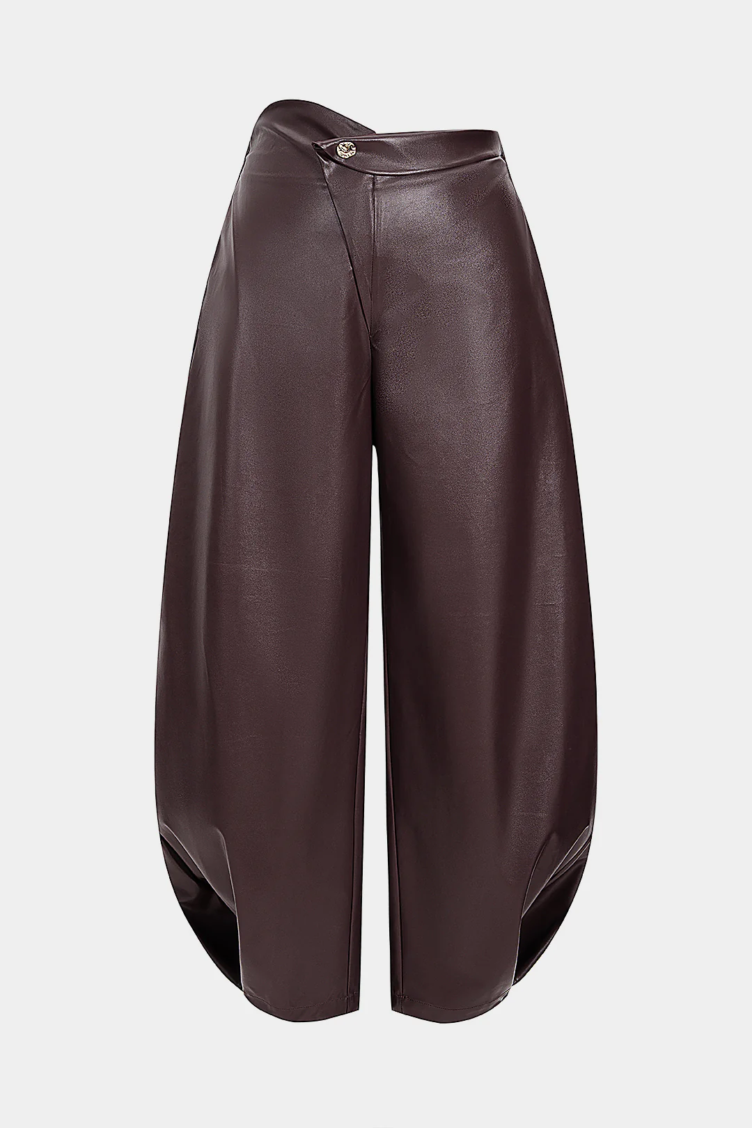 Faux Leather Asymmetric Barrel Pants