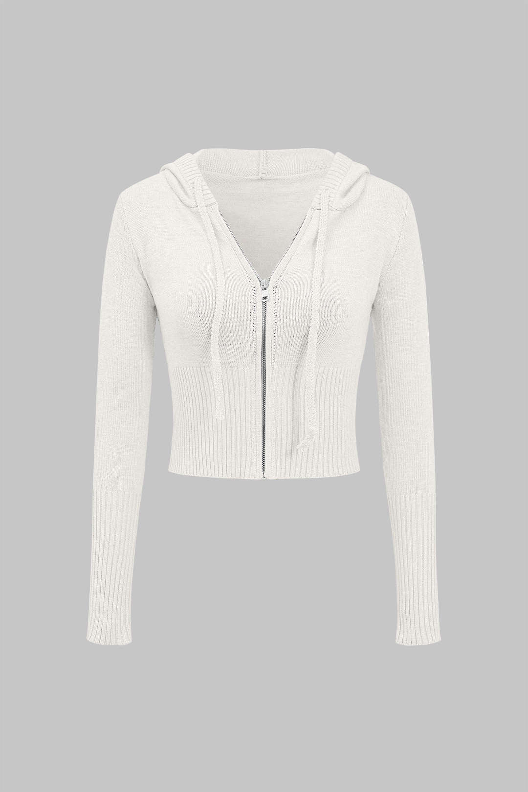 Solid Knit Hooded Top and Asymmetrical Pants Combo