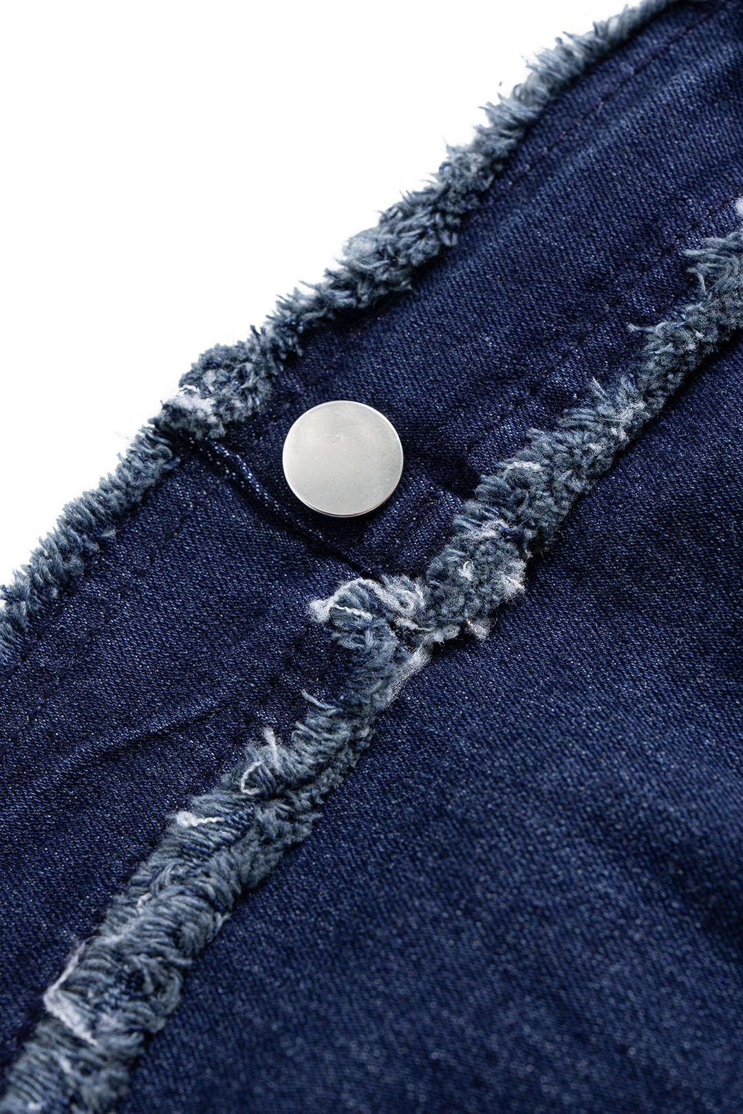 Denim Frayed Shirred Tube Top And High Waist Mermaid Skirt Set