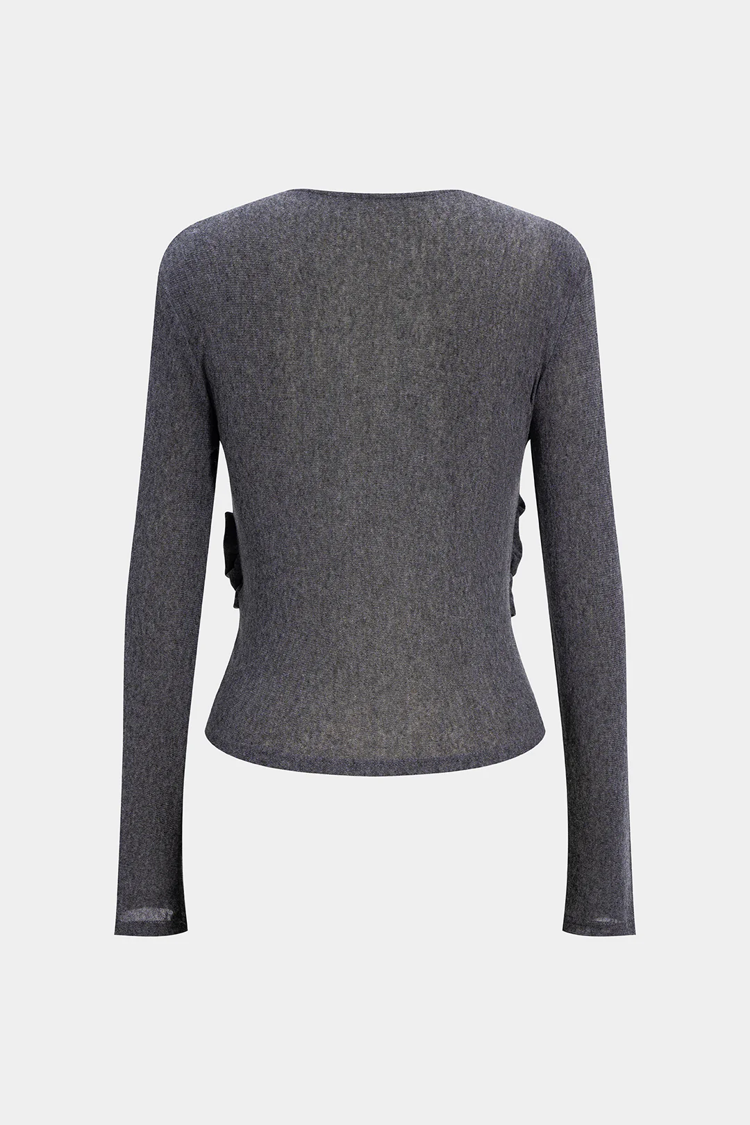 Crossed Ruched Long-Sleeved Top