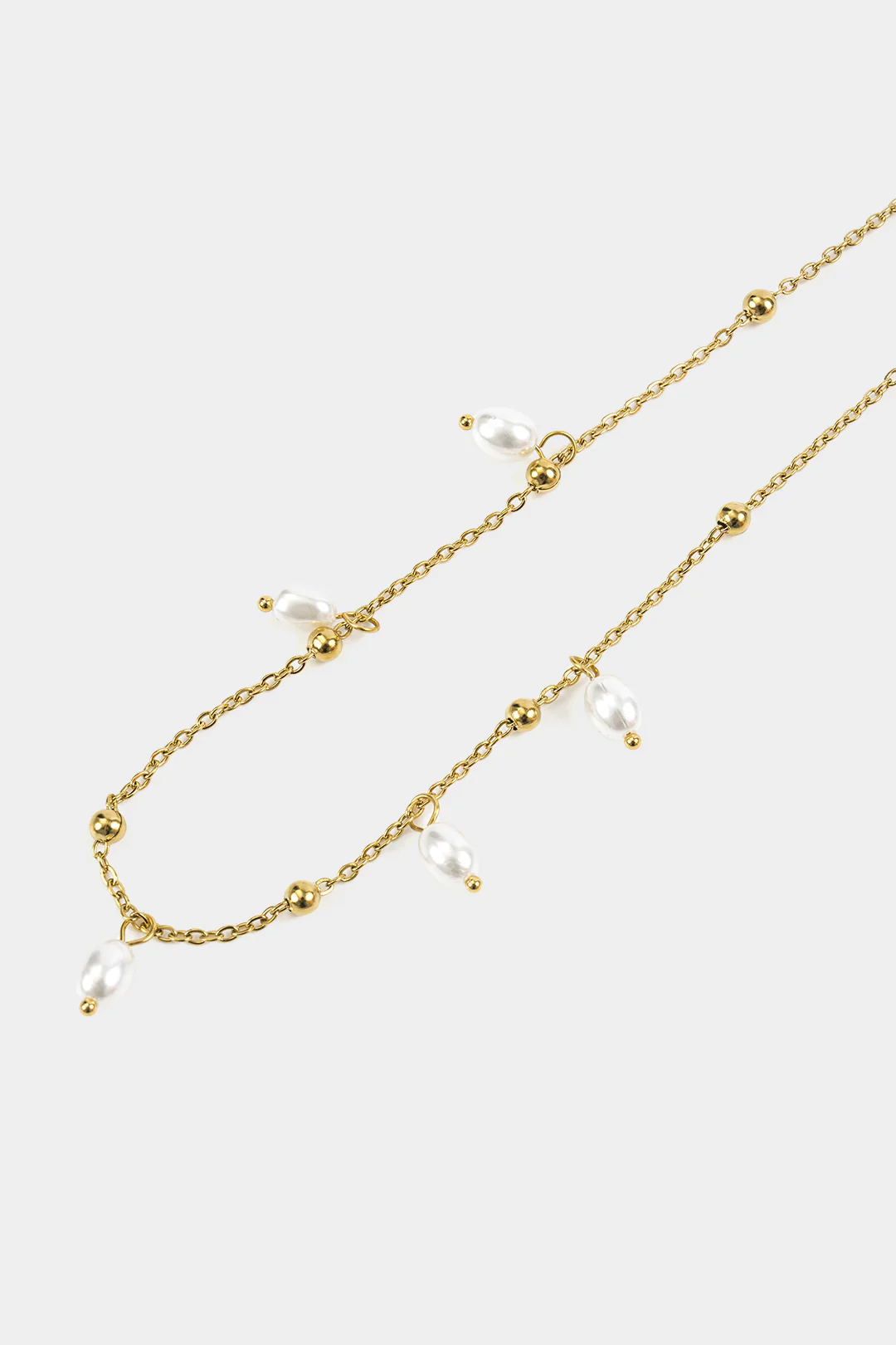 Metallic Pearl Style Pendant Necklace