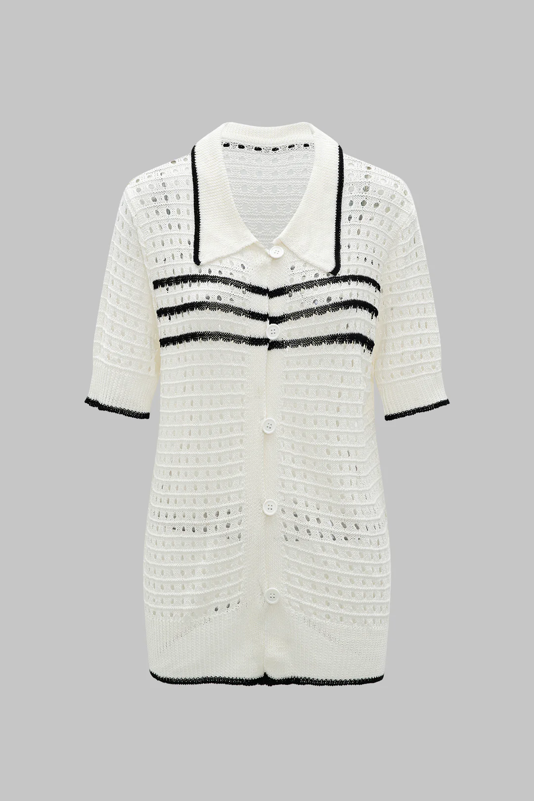 Knit Contrasting Cut-Out Short-Sleeve T-Shirt