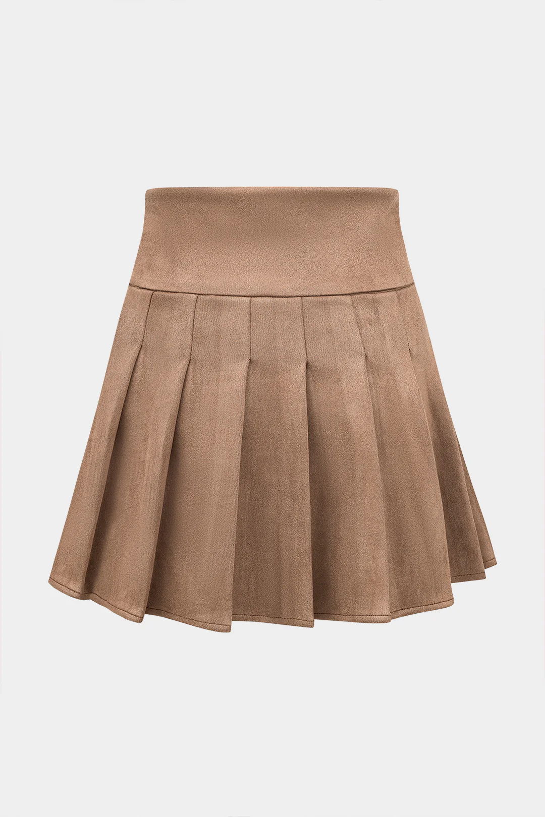 Metallic Button Pleated Suede Skirt