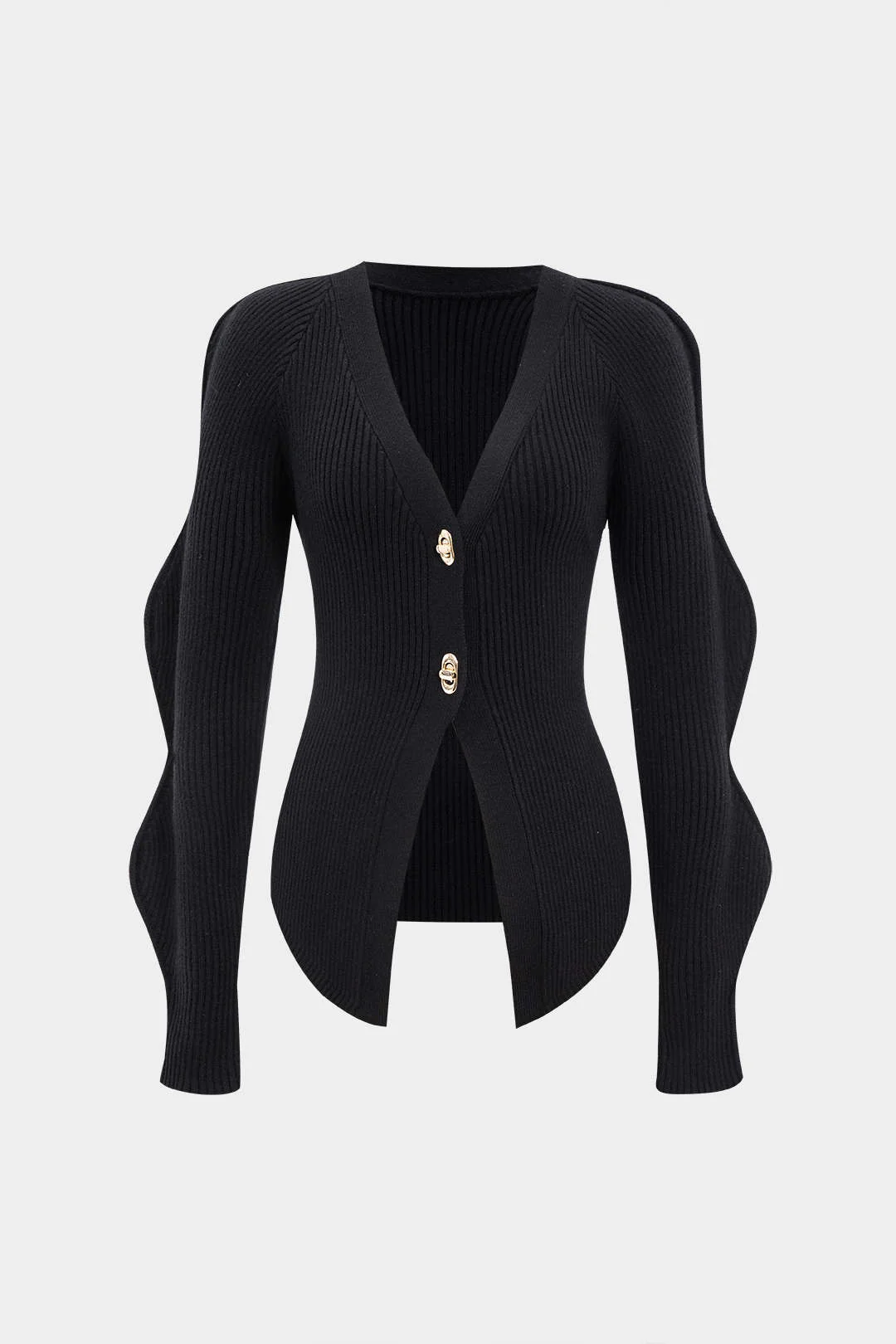 Solid Knitted Buttoned Cardigan