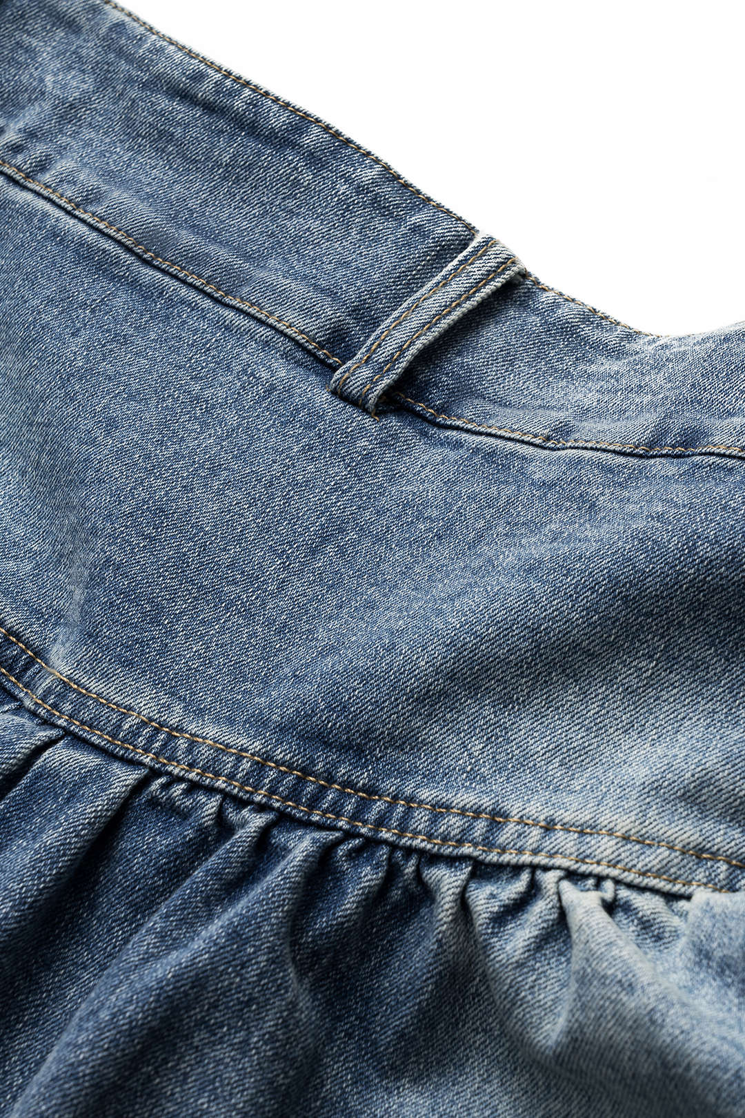 Denim Pleated Buttoned Skirt
