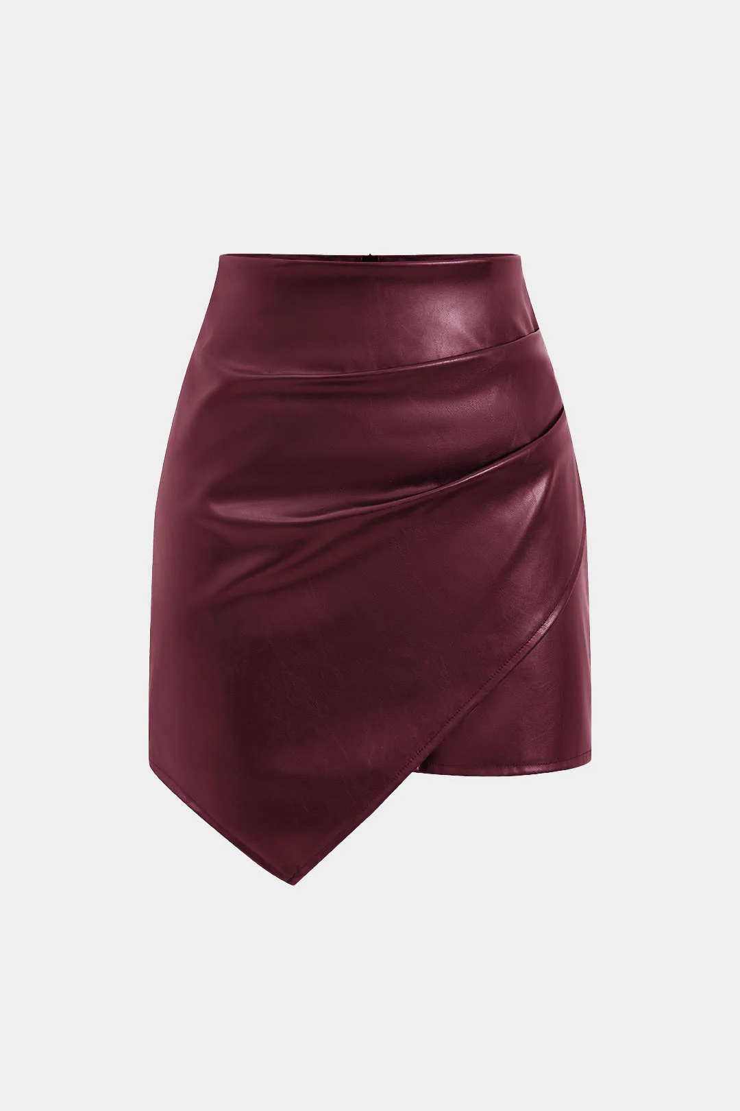 Asymmetrical Faux Leather Ruffled Skirt