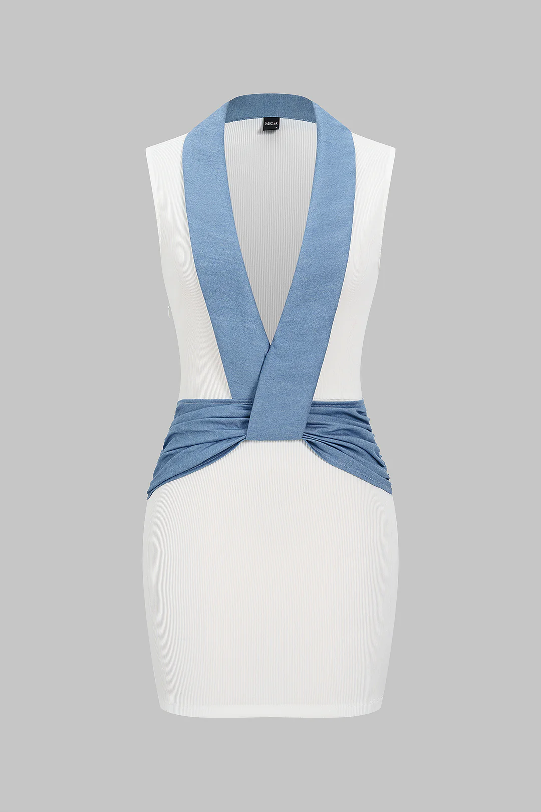 Patchwork V-Neck Sleeveless Mini Dress