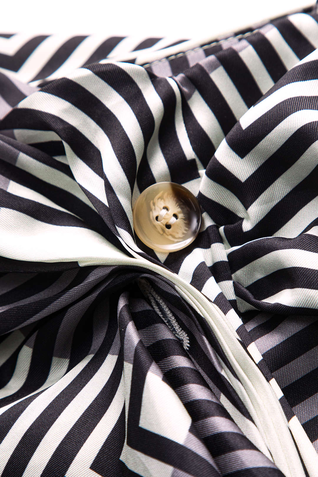 Ruched Stripe Button Skirt